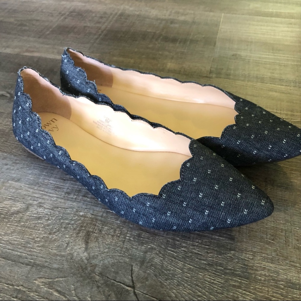 Crown & Ivy Blue Denim Pointed Flats size 8